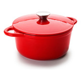 Cocotte Redonda Olla De Hierro Fundido 3.9 Litros Roja Ibili Color Rojo