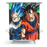 Cortina De Ducha Dragon Ball Impermeable Con 12 Ganchos, 60