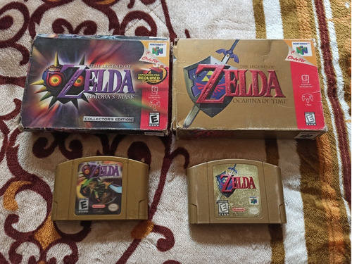 N64 Zelda Ocarina Of Time Dorado Y Majoras Mask Holograma