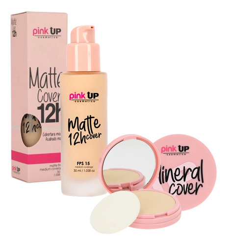 Combo Maquillaje Pink Up Matte Cover Horas + Mineral Cover