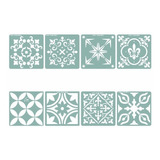 Kit X 8 Calcareo Mayolica Stencil Azulejo 20x20 Cupa Home