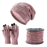 A Gorro.bufanda Guantes De Invierno Tejidos Set Forro Polar