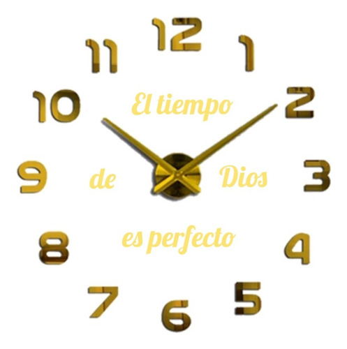 Reloj 3d Mini 50x50cm Color Negro+ Frase En Vinilo 