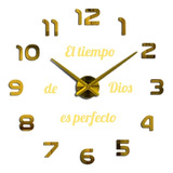 Reloj 3d Mini 50x50cm Color Negro+ Frase En Vinilo 