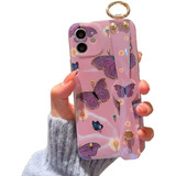 Funda Para iPhone 11 - Rosa Con Mariposas Violetas