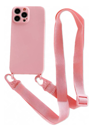 Capa Capinha Rosa Com Alça Cordão Para iPhone 11 Ao 14