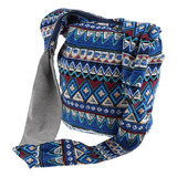 Bohemian Sling Bandolera Bandolera Hippie Gypsy Zip En La Color Azul Diseño De La Tela As Described