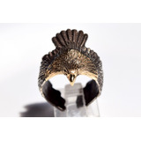 Precioso Anillo Águila En Plata Ley 925 Y La Cabeza Oro 14k