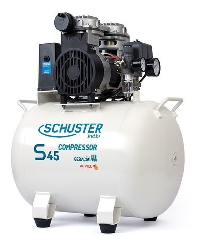 Compressor De Ar Elétrico Portátil Schuster S45 Monofásica 40l 1.2hp 127v 60hz Branco