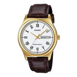 Relógio Casio Masculino Collection Couro Mtp-v006gl-7budf Cor Da Correia Marrom