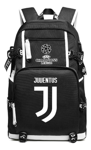 Mochila Escolar Negra Con Estampado De La Liga De Campeones