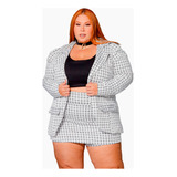 Conjunto Shorts Saia E Blazer  Plus Size Blogueira Inverno