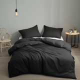 Houseri Juego De Edredón Negro King All Black Ropa De Cama K