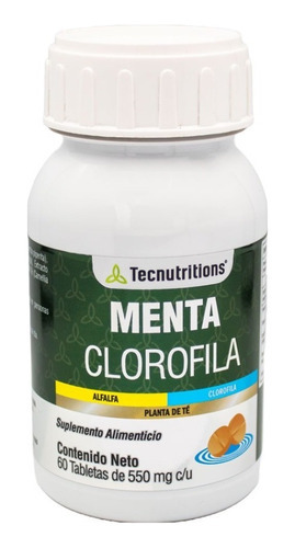 Suplemento Menta Clorofila, Tecnu® Depurador Purifica Sangre Sabor Sin Sabor