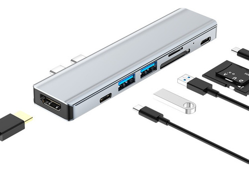 Adaptador 7 En 1 Usb Tipo C Hub A Hdmi Para Macbook Air/ Pro