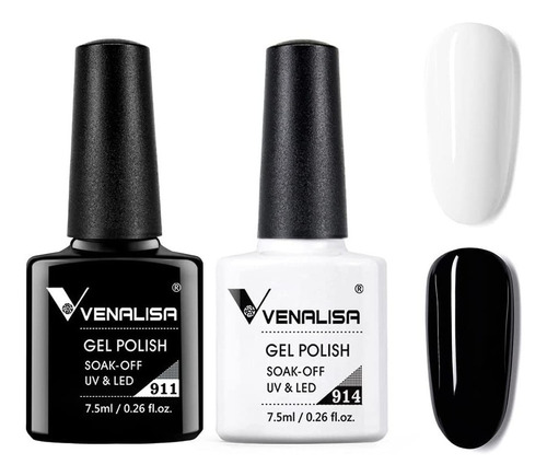 Set 2 Esmaltes Permanentes Venalisa Blanco Y Negro Manicure