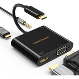 Hub Usb C Adaptador Hdmi 4 Puertos Vga Hdmi Audio 3.5mm