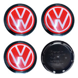 4 Centros Rin Vw Tiguan 2009-2021 Logo Rojo Blanco 65mm