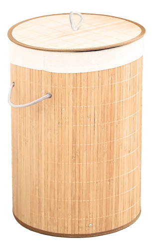 Canasto Cesto Bambú Tapa Plegable Organizador Ropa Lavadero 