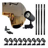 Kit Trilho Eletrificado 4m Preto + 10 Spots Led 10w Quente