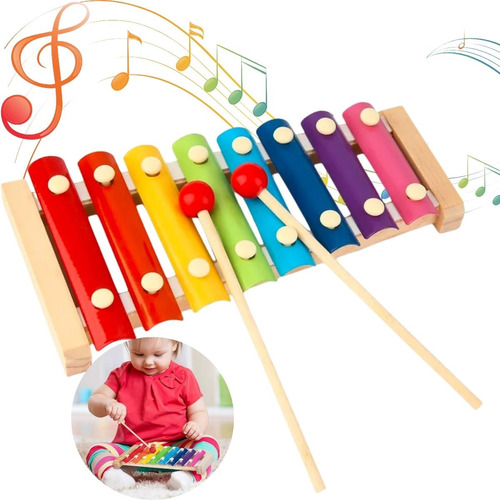 Xilofono Infantil Madera Didactico 8notas Juguete Montessori