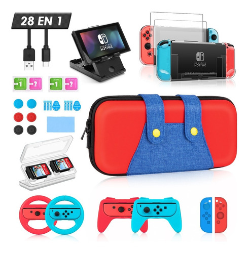 Kit De Accesorios Con Estuche Para Nintendo Switch 28 En 1