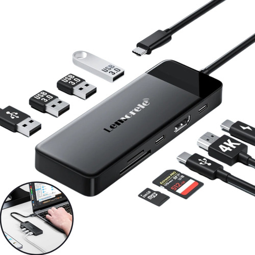 Dock Station Usb C Hdmi 4k 9 Em 1 Pd 100w Usb 3.0 Tf Sd