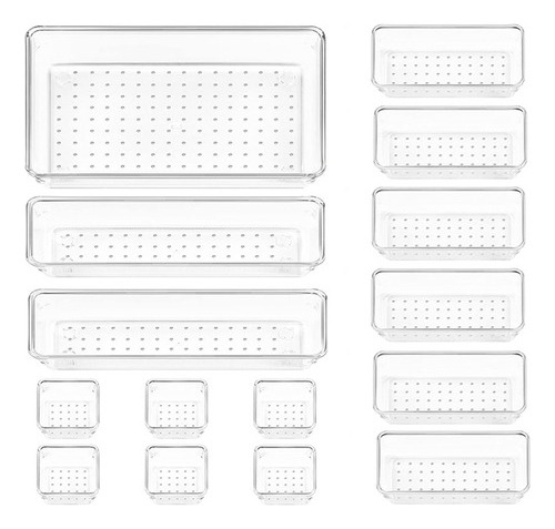 Juego Organizador De Cajones De Plástico Transparente De 15