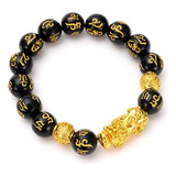 Pulsera Obsidiana Feng Shui Pi Xiu Prosperidad + Estuche