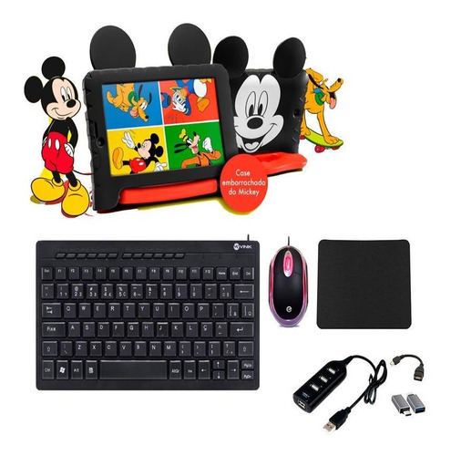 Capa Infantil + Teclado Mouse P/ Tablet 7 Polegada Multilase