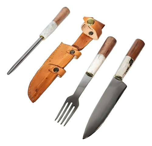 Set De Asado Artesanal Asta Ciervo (cuchillo + Tenedor) 