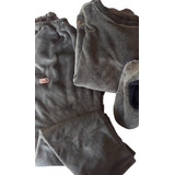 Conjunto Pijama Buzo, Pantalón Y Pantuflas De Polar Soft