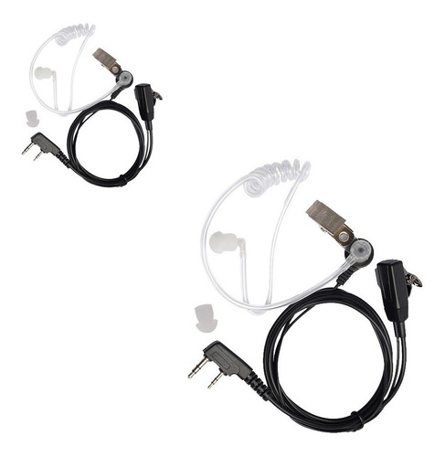 Kit X 2 Accesorio Auricular Manos Libres Handy Baofeng Tubo De Aire Silicona Transparente Ptt Microfono Corbatero Cuota