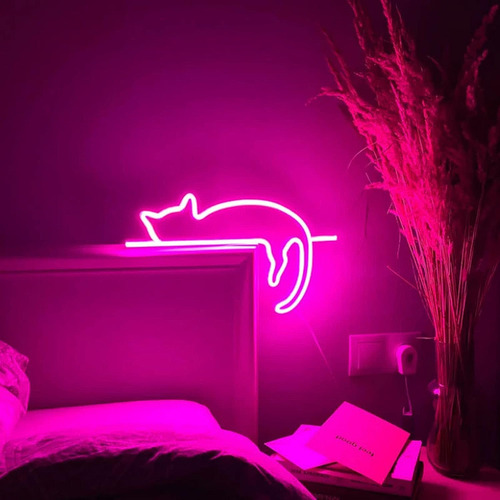 Letrero De Neon, Letrero De Neon Led De Gato Rosa Para Decor