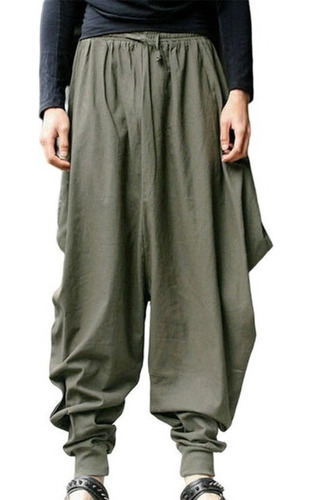 Pantalones Harem Hombre Algodón Lino Festival Baggy Pantalon