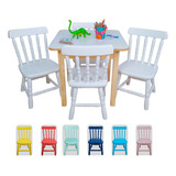 Conjunto Mesa Com 4 Cadeirinhas Laqueada Infantil Resistente