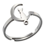 Anillo Ajustable Unitalla Gato Con Luna Ideal Para Regalo 