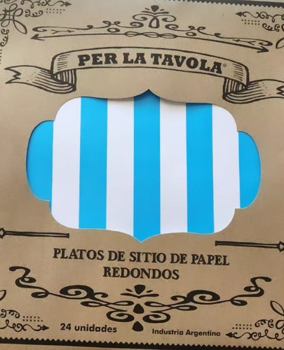 Platos De Sitio De Papel Premium Argentina Pack 20 Unid.