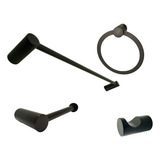 Kit De 4 Accesorios Mate Negro Para Baño