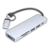 Hub Adaptador Multipuertos Usb C Memoria Notebook Pc 6 En 1