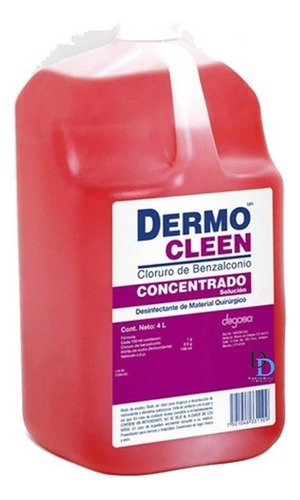 Jabón Dermo Cleen Concentrado Cloruro De Benzalconio 4 Litro