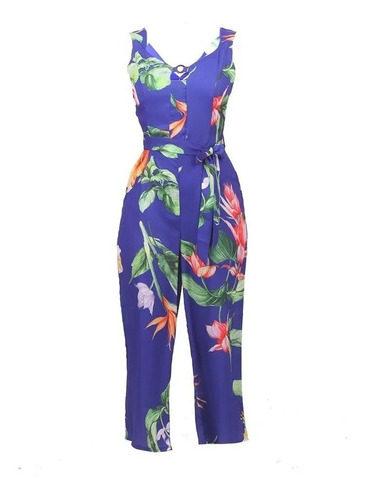 Jumpsuit Print Tropical Azul  Multicolor Dama Mujer 500-52 