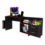 Escritorio Gamer 2 Cajones Negro/rojo Me4179.0004