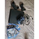 Play Station 4 Sony + 3 Joystick + 5 Juegos.  Impecable !!!!
