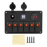 12v 24v 6 Gang Car Boat Led Rocker Switch Panel Dual Usb