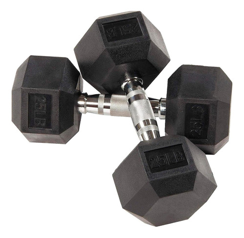 Set De 2 Mancuernas Hexagonal De Acero -25lb Color Negro