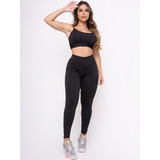 Conjunto Fitness Top Gringa E Calça Legging Forrada 080+138