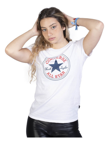 Remera Converse Manga Corta Dama Patch Tee Asfl70