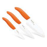 Cuchillos De Ceramica Kyocera Set X 3 - En Stock! Color Naranja