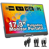 Monitor Portátil Metálico 17.3'' Ips Fhd 1080p Hdr Arzopa A1